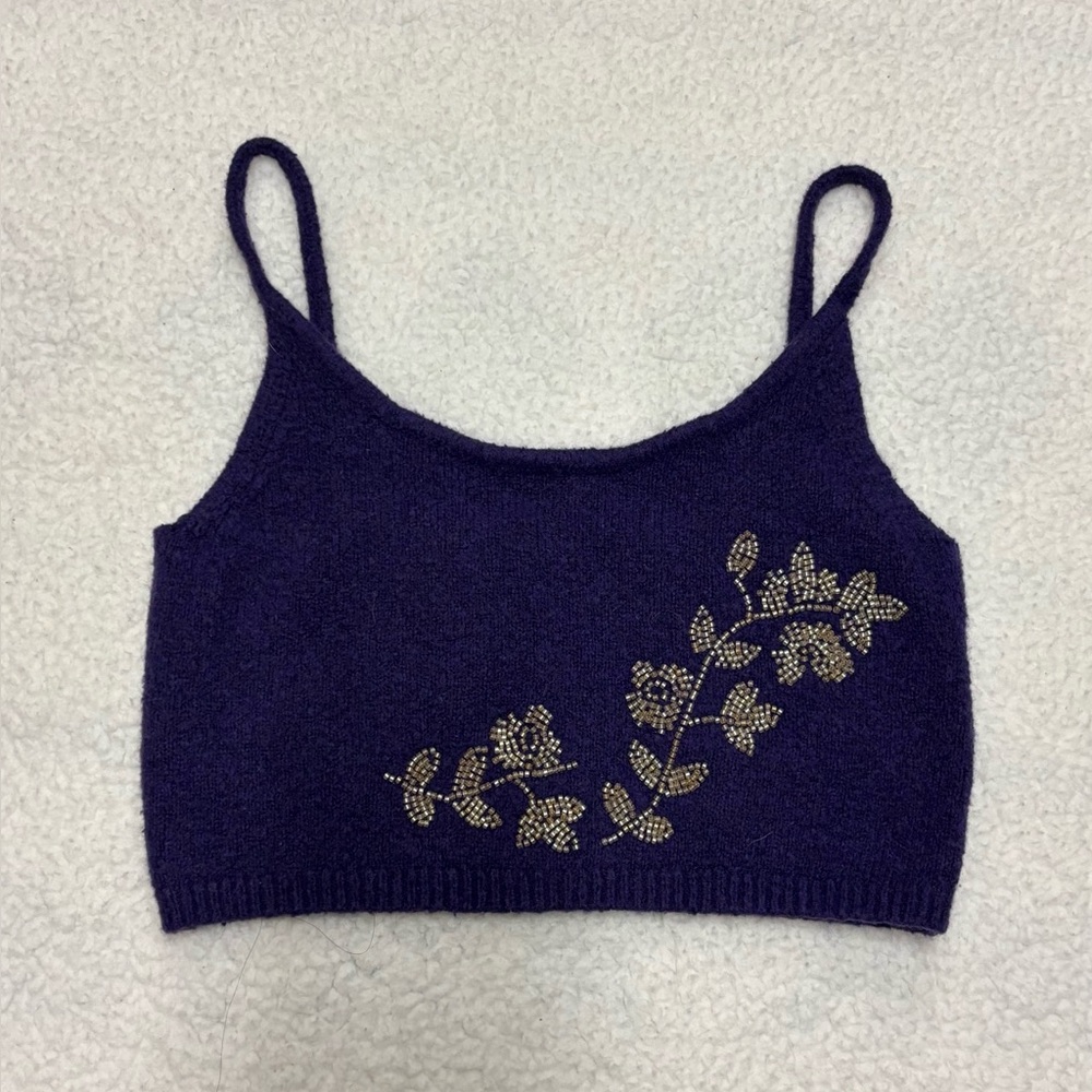 Zara Beaded Purple Crop Top ☆